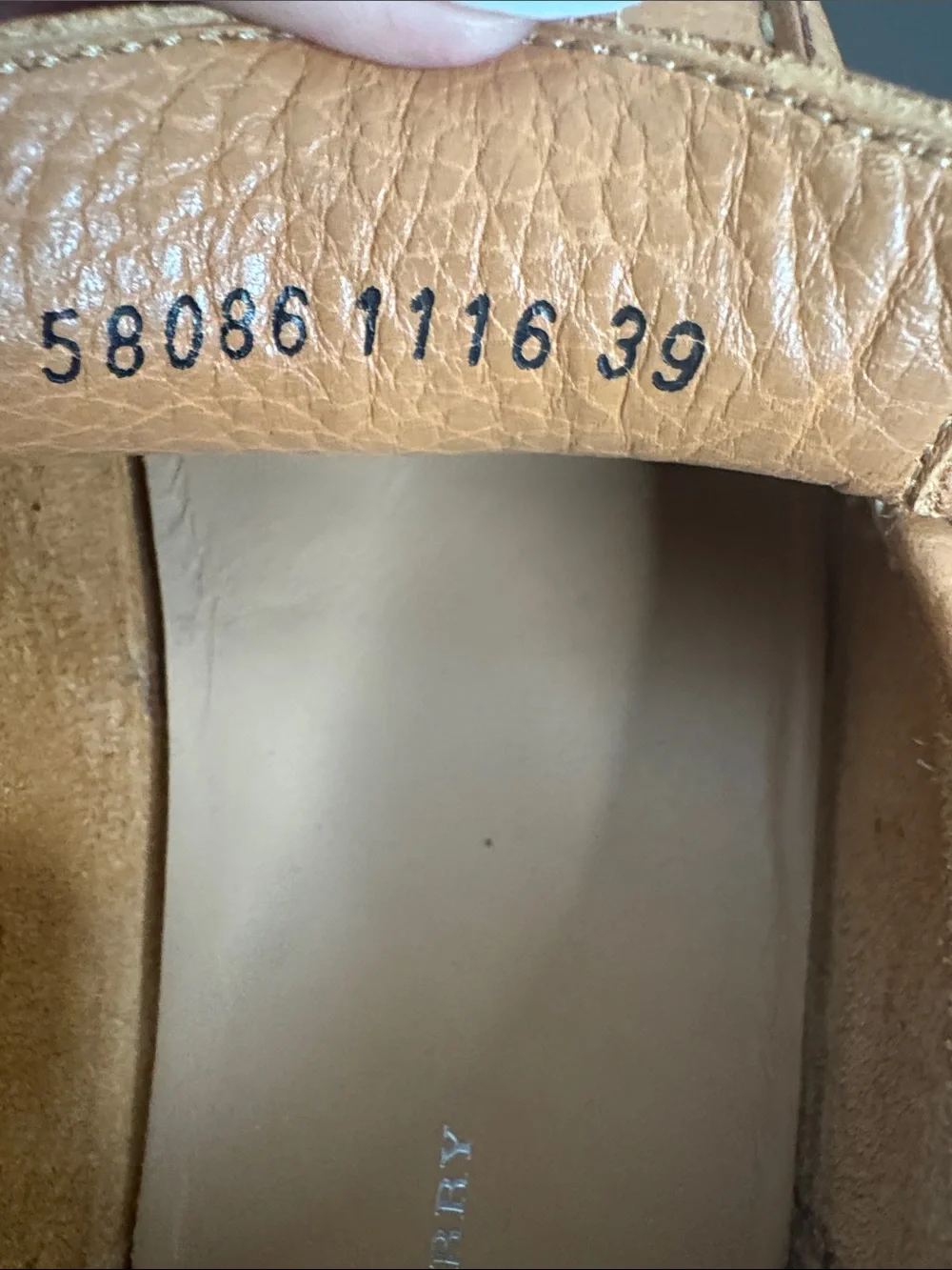 Burberry Tan Pebbled Leather Slip-On Loafers